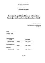 Diplomdarbs 'Latvijas Republikas Finanšu ministrijas funkcijas un loma Latvijas finanšu sistē', 1.