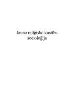 Konspekts 'Jauno reliģisko kustību socioloģija', 1.