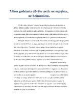 Eseja 'Mūsu gadsimta cilvēks netic ne sapņiem, ne brīnumiem', 1.