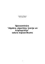 Konspekts 'Specsemināra "Algebra, algoritmu teorija un kriptogrāfija" kopsavilkums', 1.