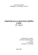 Referāts 'Adaptācija pirmsskolas izglītības iestādē', 1.