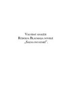 Referāts 'Valodas analīze Rūdolfa Blaumaņa novelē "Salna pavasarī"', 1.
