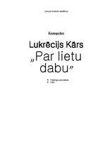 Konspekts 'Lukrēcijs Kārs "Par lietu dabu"', 1.