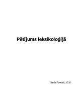 Konspekts 'Pētījums leksikoloģijā', 1.