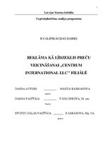 Diplomdarbs 'Совершенствование рекламы как инструмента продвижения товара филиала "Centrum In', 1.