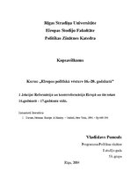 Referāts 'Reformācija un kontrreformācija Eiropā un tās sekas no 16.gadsimta līdz 17.gadsi', 1.
