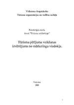 Referāts 'Tūrisma pētījuma veikšanas izvērtējums no mārketinga viedokļa', 1.