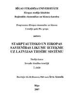Konspekts 'Starptautisko un Eiropas Savienības likumu ietekme uz Latvijas tiesību sistēmu', 1.