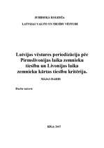 Referāts 'Latvijas vēstures periodizācija pēc Pirmslivonijas laika zemnieku tiesību un Liv', 1.