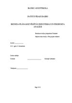 Referāts 'Biznesa plānam izvēlētās industrijas un produkta analīze', 1.