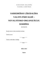 Referāts 'Sabiedrības līdzdalība valsts pārvaldē - NVO darbība', 1.