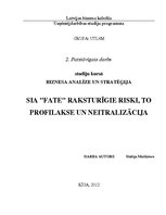 Paraugs 'SIA "Fate" raksturīgie riski, to profilakse un neitralizācija', 1.