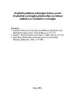 Eseja 'Kvalitatīva pētījuma raksturīgas iezīmes, posmi. Kvalitatīvās socioloģijas priek', 1.