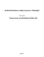 Referāts 'Temperaments un individuālais darbības stils', 1.