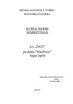 Referāts 'A/S "Dati" produkta "MiniPrece" tirgus izpēte', 1.