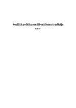 Referāts 'Sociālā politika un liberālisma tradīcija', 1.