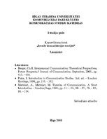 Konspekts 'Komunikācijas līmeņi. Starppersonu komunikācija', 1.