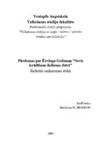 Referāts 'Pārdomas par Ērvinga Gofmaņa darbu "Sevis izrādīšana ikdienas dzīvē"', 1.