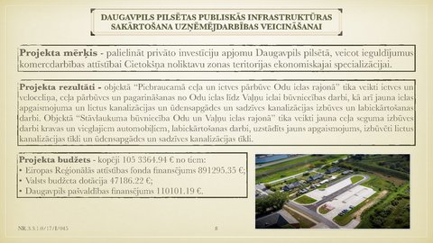 Prezentācija 'Daugavpils pilsētas īstenoto projektu analīze', 8.