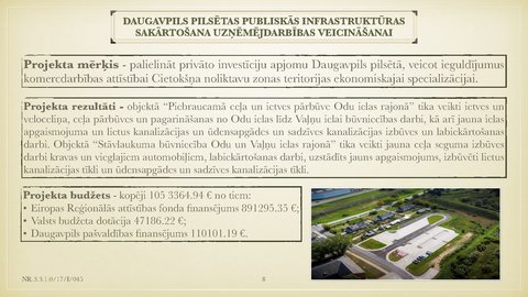 Prezentācija 'Daugavpils pilsētas īstenoto projektu analīze', 8.