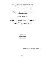 Konspekts 'Ražošanas resursu tirgus. Ienākumu sadale', 1.