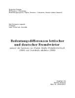 Referāts 'Bedeutungsdifferenzen lettischer und deutscher Fremdwörter', 1.