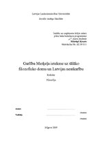Referāts 'Garlība Merķeļa ietekme uz tālāko filosofisko domu un Latvijas neatkarību', 1.