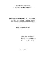 Referāts 'Jauniešu informētība par alkohola radītajām veselības problēmām', 1.