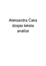 Konspekts 'Aleksandra Čaka dzejas teksta analīze', 1.