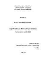 Referāts 'Republikāniskā demokrātijas izpratne: pamatojums un kritika', 1.