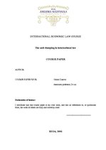 Referāts 'The Anti-dumping in International Law', 1.