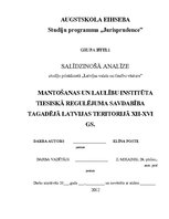 Referāts 'Mantošanas un laulību institūta tiesiskā regulējuma savdabība tagadējā Latvijas ', 1.