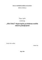 Referāts 'SIA "Tele2" tirgus izpēte produktam - mobilo sakaru pakalpojumi', 2.