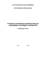 Referāts 'Pirmstiesas izmeklēšanas īpatnības lietās par nepilngadīgo noziedzīgiem nodarīju', 1.