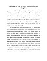 Eseja 'Standing up for what You Believe Is a Reflection of Your Integrity', 1.