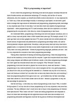 Eseja 'Why Is Programming so Important?', 1.