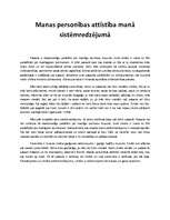 Eseja 'Manas personības attīstība manā sistēmredzējumā', 1.