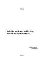 Eseja 'Koleģiāla un vienpersoniska tiesa: pozitīvie un negatīvie aspekti', 1.