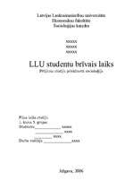Konspekts 'Socioloģijas pētījums "LLU studentu brīvais laiks"', 1.
