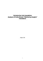 Referāts 'Analysis of Emily Bronte “Wuthering Heights” Translation', 1.
