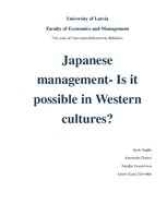 Referāts 'Japanese Management - Is It Possible in Western Cultures?', 1.