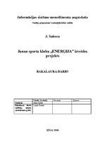 Diplomdarbs 'Jauna sporta kluba "Enerģija" izveides projekts', 1.