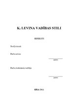 Referāts 'K.Levina vadības stili', 1.