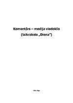 Referāts 'Komentārs - medija viedoklis (laikraksts "Diena")', 1.