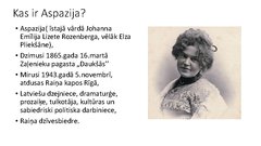 Prezentācija 'Aspazijas radošā vizītkarte', 3.