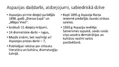 Prezentācija 'Aspazijas radošā vizītkarte', 9.