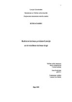 Referāts 'Kultūras tūrisma produkts Latvijā un tā virzīšana tūrisma tirgū', 1.