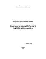 Konspekts 'Uzņēmuma Hewlett-Packard iekšējās vides analīze', 1.