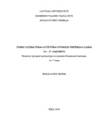 Diplomdarbs 'Развитие турецкой литературы во времена Османской империи', 1.