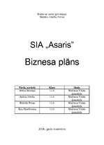 Biznesa plāns 'SIA SMF "Asaris"', 1.